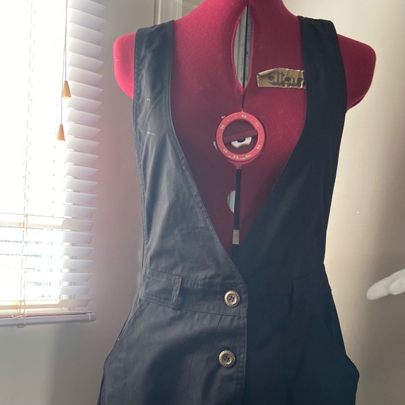 Etam women black cotton button down sleeveless overall tunic mini. Size S. NWT. - Picture 6 of 15